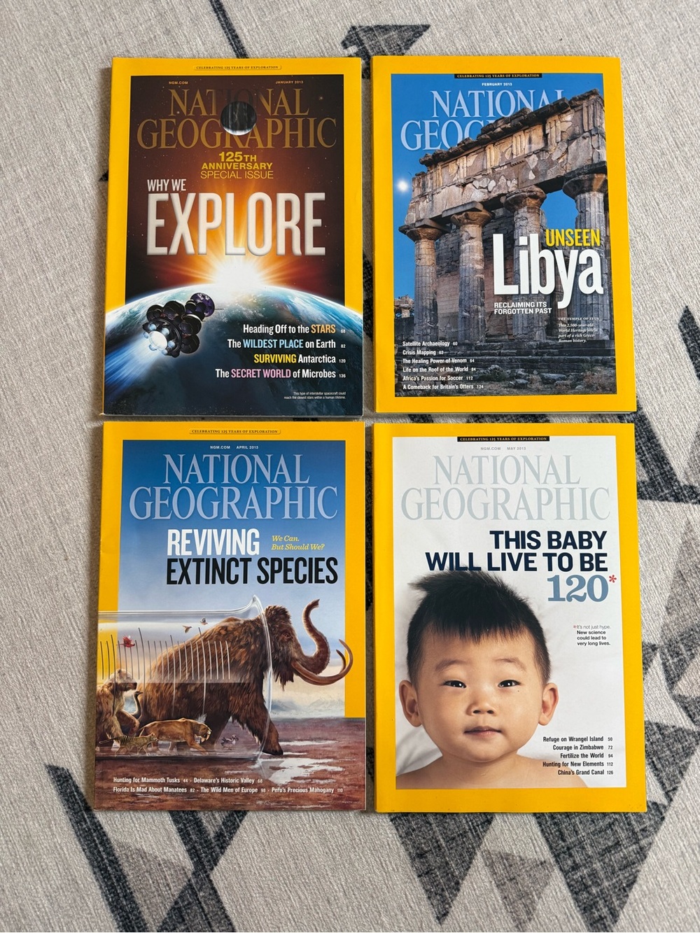 National Geographic 2013 Magazine Bundle - Set of 4 - 125th Anniversary